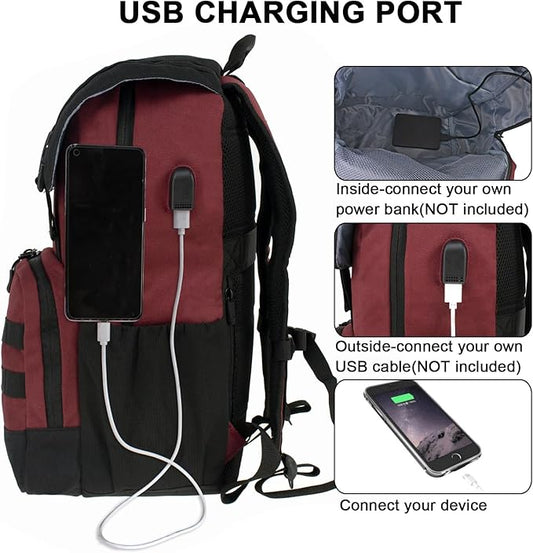 WOLT Laptop Backpack with USB Charging Port Fits Up to 17 Inch Laptop, College Backpack for Men Women, Computer Business Bookbag, Red