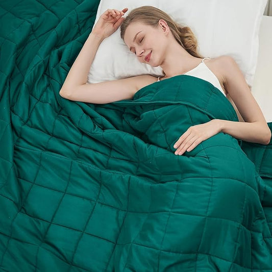 Green Weighted Blanket for Adults 20lbs, 48"x72", Twin Full Size Cooling Heavy Throw Blanket for 130-220lbs, Microfiber Soft Thick Big Blankets Weighted Comforter Breathable Gift for Sleeping
