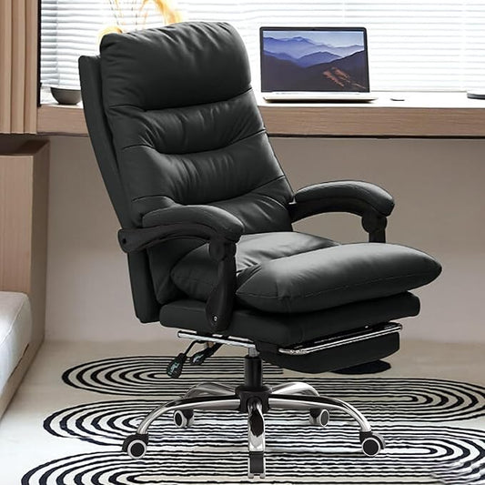 Office Chair with Soft Cushion High Back Gaming Chair Executive Desk Chair with Leg Rest Ergonomic Leather Computer Chair for Home Office
