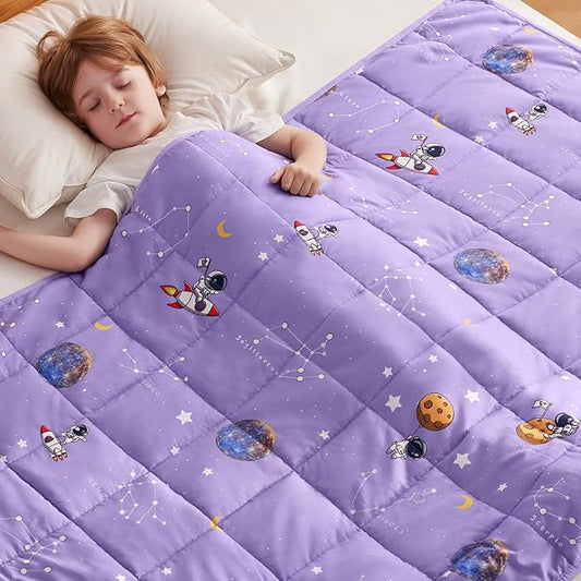 anfie Weighted Blanket Kids(36"x48" 5lbs) Weighted Blanket Cooling Blanket for Sleeping,Throw Size Breathable Blanket with Premium Glass Bead(Space Purple)