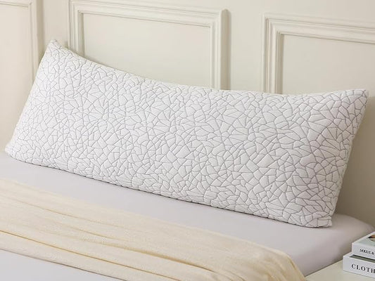 Shredded Memory Foam Full Body Pillow - Cooling Removable Bamboo Rayon Cover + Extra Gel Foam, Soft-Firm Adjustable for Adults, Oeko & CertiPUR-US Standard, 20x54 Inch, 1 Pack