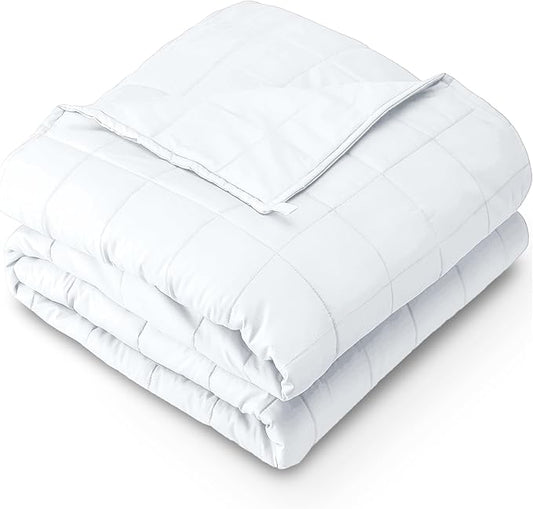 Bare Home Weighted Blanket Queen Size 22lb (60" x 80") for Adults - All-Natural 100% Cotton - Premium Heavy Blanket Nontoxic Glass Beads (White, 60"x80")