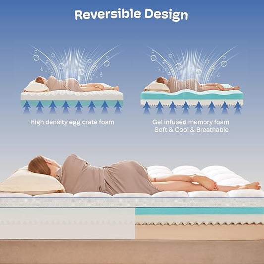 Twin Mattress Topper, 4.5 Inch Memory Foam Mattress Topper for Back Pain & Pressure Relief - 2.5" Cooling Memory Foam Soft and Supportive + 2" Pillow Top Mattress Pad Cover, with 8-21" Deep Pocket