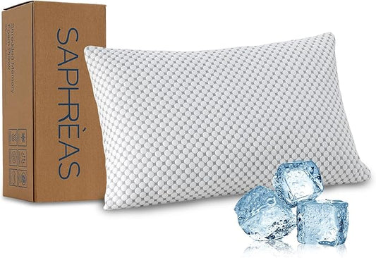 SAPHREAS Cooling Bed Pillows Queen for Sleeping, Luxury Hotel Shredded Memory Foam Pillows for Back Side Stomach Sleepers, Cool Firm Pillow for Neck Support