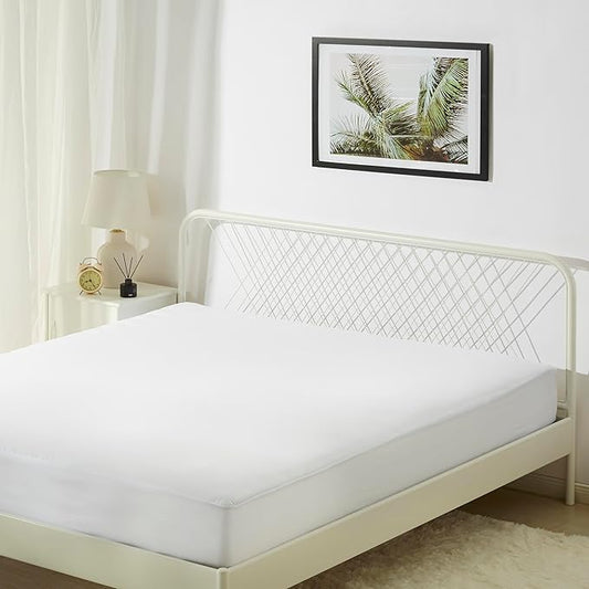 Amazon Basics Waterproof Mattress Protector, White, King