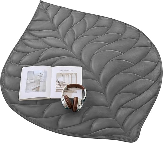 Weighted Lap Blanket 7 lbs 41"×53", Luxury Soft Small Weighted Lap Pad for Adults,Portable Travel Leaf Weighted Throw Blanket for Relaxation, All-Season Use and Machine Washable Deep Gray