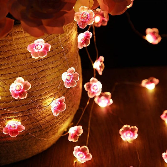Mudder 13 FT 40 LEDs Cherry Blossom Flower String Lights for Bedroom, Pink Fairy Lights USB and Battery Operated Decorative String Lights Indoor Outdoor(1 Pack)