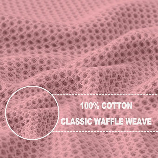 Homaxy 100% Cotton Waffle Weave Kitchen Dish Cloths, Ultra Soft Absorbent Quick Drying Dish Towels, 12 x 12 Inches, 8-Pack, Dried Rose