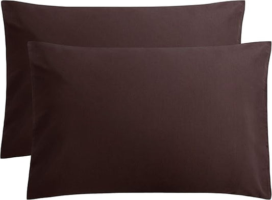 FLXXIE Microfiber Pillow Cases Queen Size Set of 2, Soft Pillowcases with Envelope Closure, Wrinkle Resistant Pillow Covers, 20x30, Dark Brown