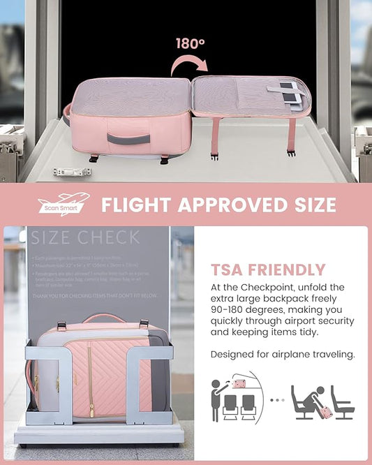 LOVEVOOK Large Travel Backpack for Women, TSA Carry on Backpack for Airplanes, 40L Personal Item Travel Bag for Women fits 17" Laptop,Waterproof Carry on Bag Airplane Approved with 3 Packing Cubes