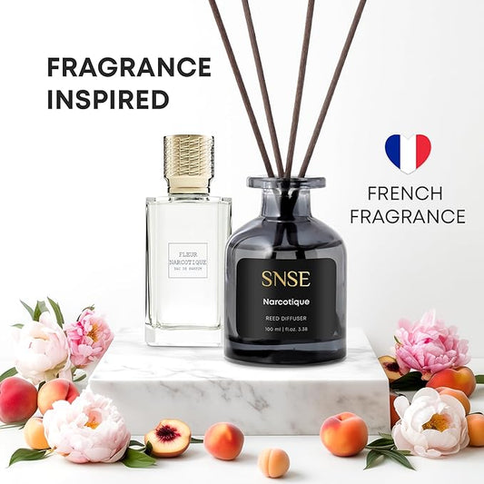 SNSE Narcotique Perfumed Reed Diffuser Set - Premium Reed Diffusers for Home with Diffuser Reeds, Luxurious Gift Aroma, Sophisticated Scent, Ideal for Relaxation, Elegant Home Fragrance