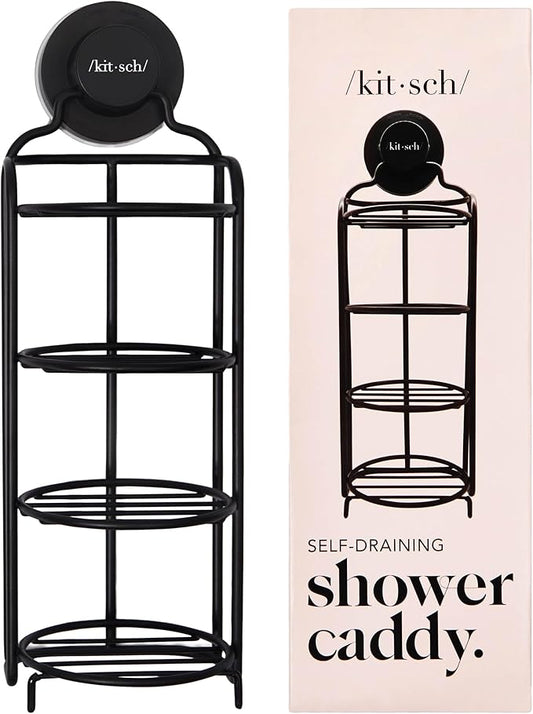 Kitsch Hanging Shower Caddy with Suction Cup – Self-Draining Bar Soap Holder & Shower Caddy for Shampoo Bars, Conditioner Bars & Soap – Rust Proof, Eco-Friendly, Wall Mount or Free-Standing Organizer