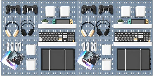Pegboard Combination Kit, 25.2" x 50.4" Wall Mounted Storage Set with 8 Pegboards & 40 Accessories Hanging, Peg Boards Organizer
