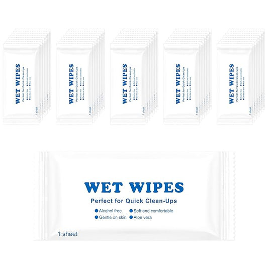 Individually Wrapped Wet Wipes, Wet Wipes For Hands Bulk, Easy To Carry, Quick To Clean Hands, Suitable For Restaurants, Barbecues, Travel, Weddings, Homeless People (100-PACK)