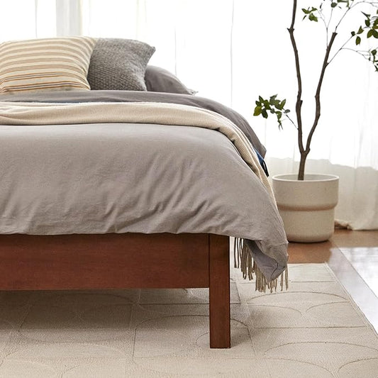 LIFEMENT King Signature Wood Platform Bed Frame Cherry, Noise-Free, Under Bed Storage, No Box Spring Needed, Easy Assembly