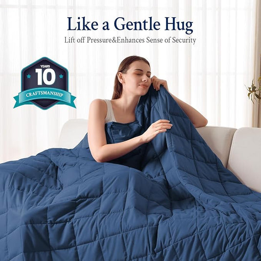 Topblan Weighted Blanket for Adults 12lbs, Soft Cooling Breathable Weighted Throw for Sleeping, Washable Heavy Blanket with Glass Beads for Winter, Sofa Bed, 48"x72" Twin Size