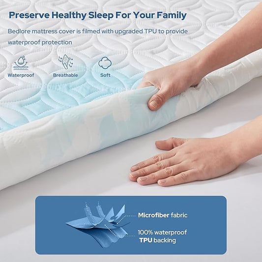 BEDLORE 2 Pack Waterproof Mattress Protector, Twin XL Size Mattress Pad with Deep Pocket 6"-15" Depth, Soft Breathable Bed Mattress Cover for Bedroom, College Dorm (White)
