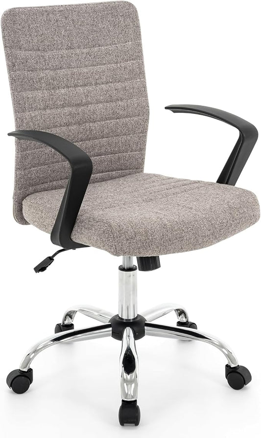 422 High Back Ribbed Office Chair Ergonomically Designed with Armrest Executive Swivel Computer Chairs with Wheels for Conference Study Leisure(Light Grey)