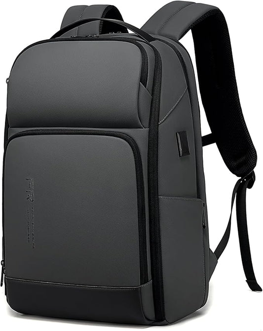 FENRUIEN 17 Inch Travel Backpack Gray, Expandable Water Resistant Computer Backpack with USB Port, Laptop Bag for Business/College/Work
