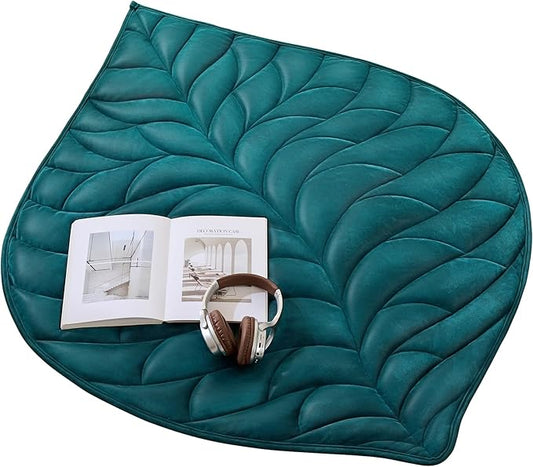 Weighted Lap Blanket 7 lbs 41"×53" Luxury Soft Small Weighted Lap Pad for Adults,Portable Travel Leaf Weighted Throw Blanket for Relaxation, All-Season Use and Machine Washable Light Green