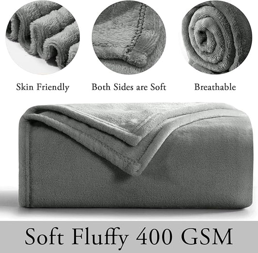 IR Imperial Rooms Fleece Blanket 16 Pack - Super Soft Fluffy Light Grey Throw Blanket for Sofa and Bed - Warm and Cozy Lightweight 400 GSM Microfiber Bed Throws Blankets, 50x60 Inches (Throw/Travel)