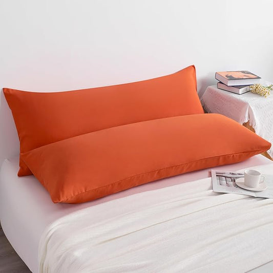 NTBAY Body Pillow Cases Set of 2, 2 Pack Brushed Microfiber 20x54 Pillow Cases, Soft, Wrinkle, Fade, Stain Resistant Brunt Orange Pillow Cases with Envelope Closure, 20x54 Inches, Brunt Orange