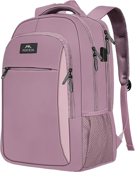 MATEIN Travel Laptop Backpack, Business Anti Theft Slim Sturdy Laptops Backpack with USB Charging Port, Water Resistant College Computer Bag Gift for Men & Women Teacher Fits 15.6 Inch Notebook