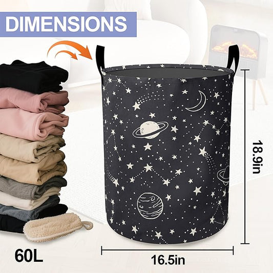 Laundry Basket-Cartoon Celestial Sky Foldable Waterproof Oxford Cloth Funny Tote Bag Laundry Hamper Clothes Storage Bucket Organizer For Bathroom/Laundry Storage/Bedroom Storage Basket