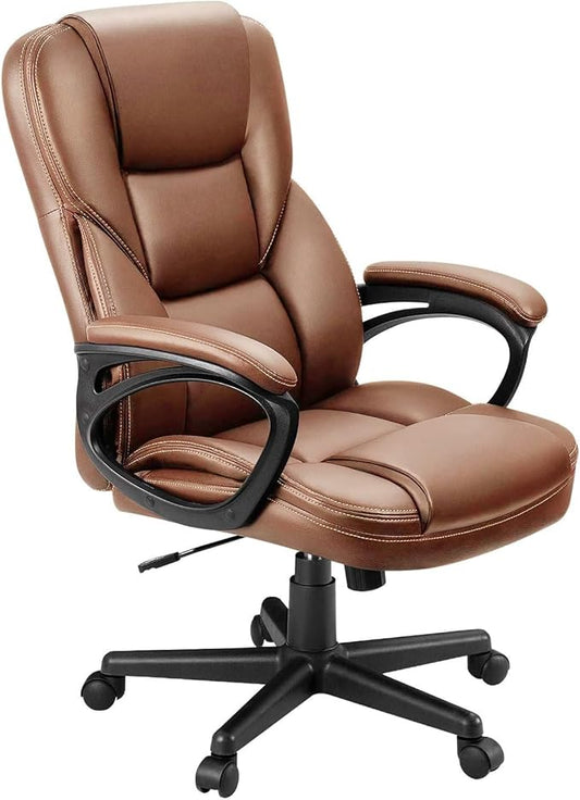 Furmax Office Executive Chair High Back Adjustable Managerial Home Desk Chair,Swivel Computer PU Leather Chair with Lumbar Support (Light Brown)