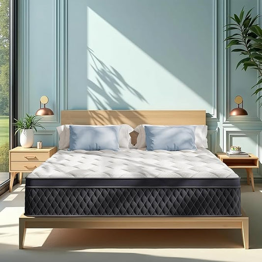 Full Mattress, 10 Inch Hybrid Memory Foam Mattress in a Box, Pressure Relief, Pocket Springs for Motion Isolation, Medium Firm Support, CertiPUR-US Certified, Fiberglass Free
