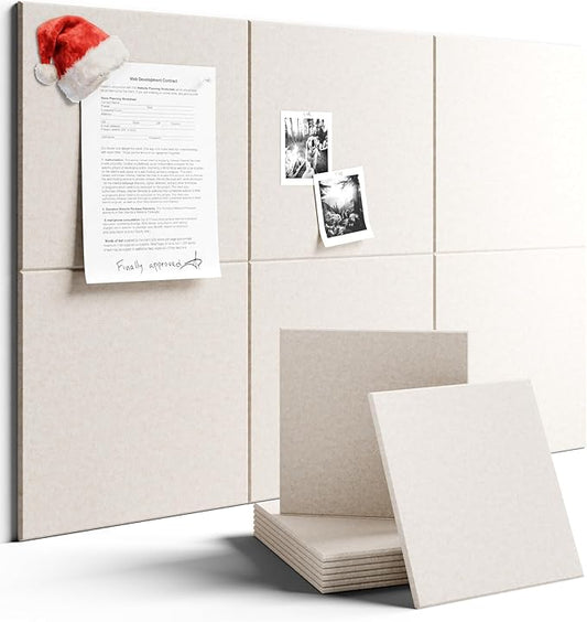 Large Felt Bulletin Board 36" x 24" Cork Board Alternative-6 Pack with 40 Safe Removable Adhesive Tabs, Cork Boards for Walls Cork Board for Home Office Classroom Pin Board - Oatmeal