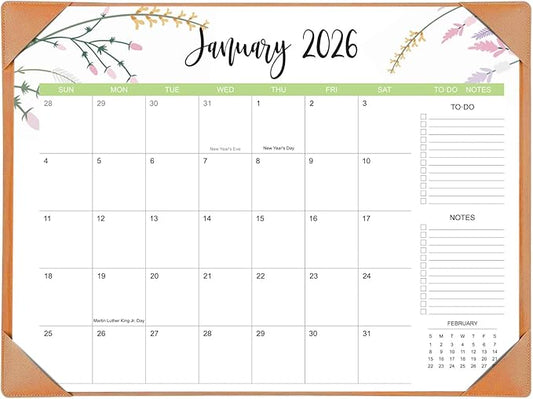 Desk Calendar 2026 with Desk Mat – 22" x 17" Large Desk Pad Calendar Runs from January 2026 to June 2027, Floral Design Desktop Calendar for Home, Office