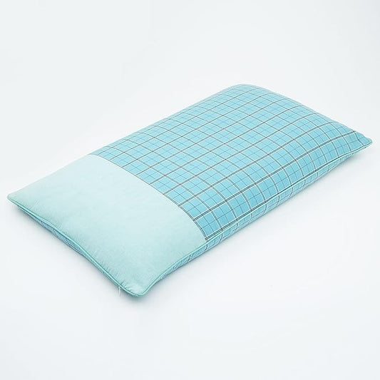 Buckwheat Hull Neck Pillow, Rectangle Pillow for Neck Pain Relief Ergonomic Support, with Washable Cover, Adjustable Filling for Side/Back Sleepers, 23x13 Inch, Blue