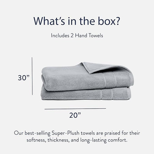 Brooklinen Super-Plush Turkish Cotton Hand Towels - Set of 2 - Cotton, 820 GSM, Highly Absorbent, Machine Washable, Perfect for Home & Bathroom (20" x 30", Smoke Grey)