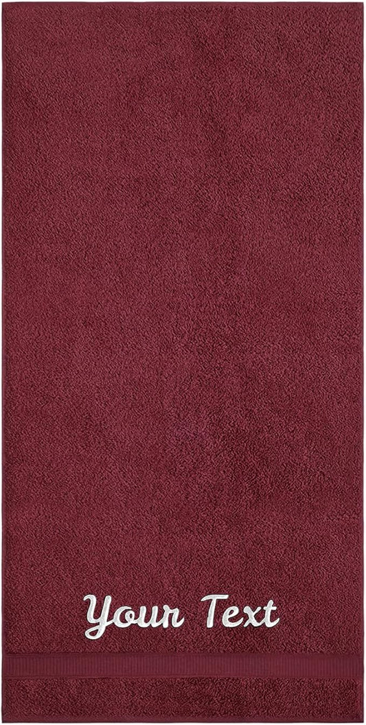 Personalized Bath Sheet Towels for Bathroom, Hotel, Spa, Pool, College Dorm, Super Soft, Highly Absorbent Turkish Cotton Monogrammed Oversized Towel 40" x 80" Extra Large Jumbo Bath Sheets, Burgundy