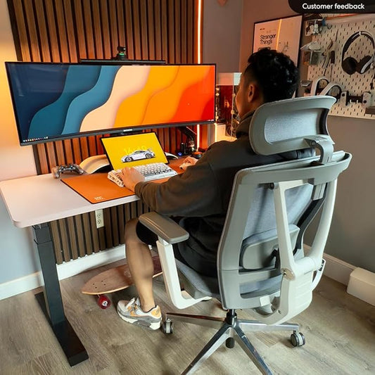 Autonomous ErgoChair Pro Ergonomic Office Chair Mesh Grey Adjustable Lumbar Support, Rolling Swivel - Home Office Desk Chairs with Wheels and Arms - Ergonomic Desk Chair Comfy for Gaming & Long Hours
