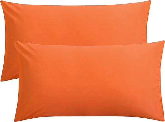 FLXXIE 2 Pack Microfiber King Pillow Cases, 1800 Super Soft Pillowcases with Envelope Closure, Wrinkle, Fade and Stain Resistant Pillow Covers, 20x36, Orange