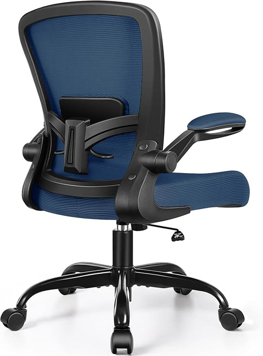 FelixKing Office Chair, Ergonomic Desk Chair Breathable Mesh Chairs Adjustable High Back Lumbar Support Flip-up Armrests, Executive Rolling Swivel Comfy Computer Chairs Home Office Navy