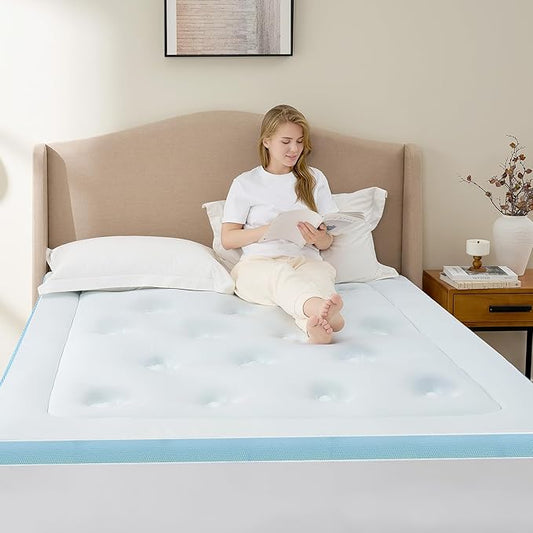 Hansleep King Mattress Topper Viscose Derived from Bamboo, Memory Foam Pillow Top Mattress Topper King with Deep Pocket, Breathable Mattress Pad for Back Pain Relief, 78" x 80", White