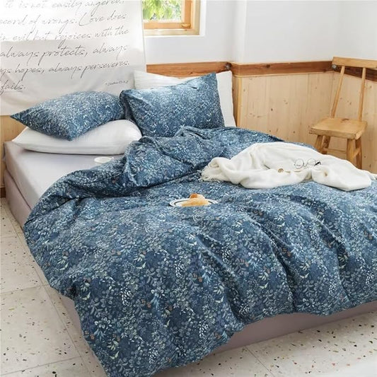 MKXI Comforter Full Size Blue Botanical Comforter Set Lightweight Floral Bedding for Girls All Sean Warm Soft Bed Comforter