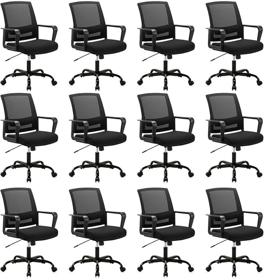 CLATINA Ergonomic Rolling Mesh Desk Chair with Executive Lumbar Support and Adjustable Swivel Design for Home Office Computer Black 12 Pack