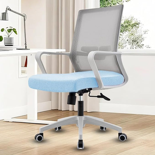 Office Chair ergonomically Designed with Breathable mesh backrest and Lumbar Support Adjustable Height Suitable for Offices Homes bedrooms Study Rooms (Blue)