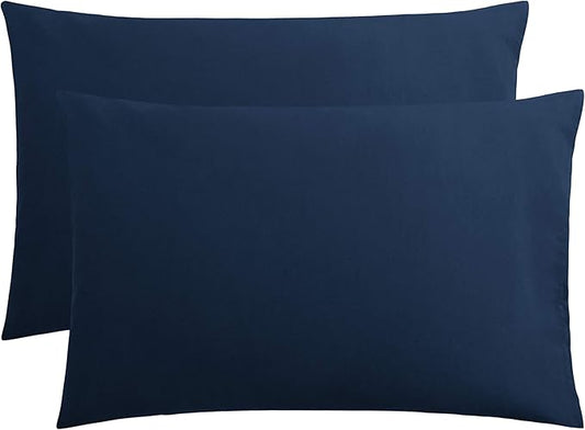 FLXXIE Microfiber Pillow Cases Queen Size Set of 2, Soft Pillowcases with Envelope Closure, Wrinkle Resistant Pillow Covers, 20x30, Navy