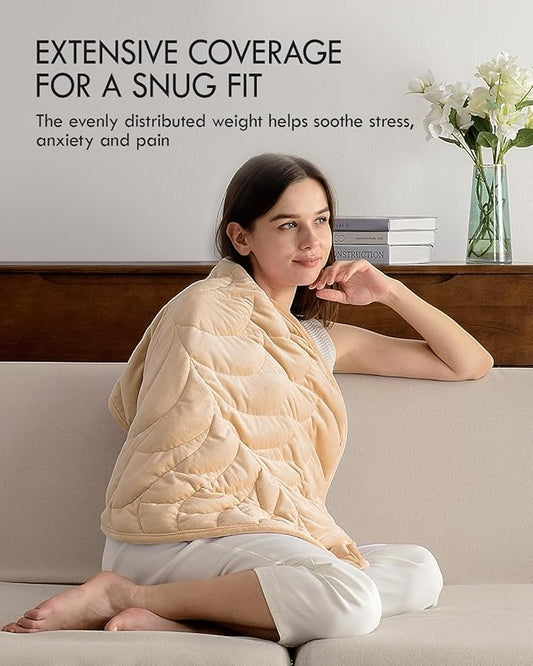 Kaisa Weighted Lap Blanket 5 lbs 23" x 29", Cozy Luxury Crystal Velvet Small Weighted Blanket for Adults, Portable Travel Weighted Blanket for Relaxation, All-Season Blanket, Machine Washable, Khaki