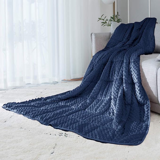 ALANSMA Reversible Weighted Blanket for All Season, Luxury Velvet, Warm and Cool, Adult 5Lb Blue Weighted Blanket, Enjoy Sleeping Anywhere(Blue,35"x48" 5.5lbs)