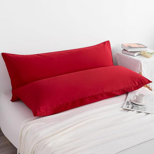 NTBAY 2 Pack Body Pillow Cases, 20x54 inches, Red, Soft, Wrinkle, Fade Resistant, Envelope Closure, Microfiber, 2 Pillowcases in Set, Premium Quality, Machine Washable