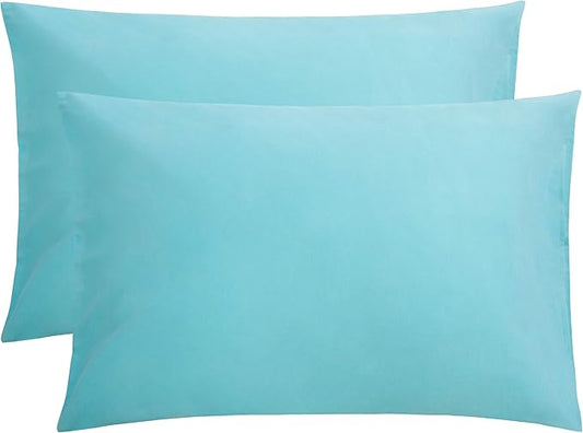 FLXXIE Microfiber Pillow Cases Queen Size Set of 2, Soft Pillowcases with Envelope Closure, Wrinkle Resistant Pillow Covers, 20x30, Aqua