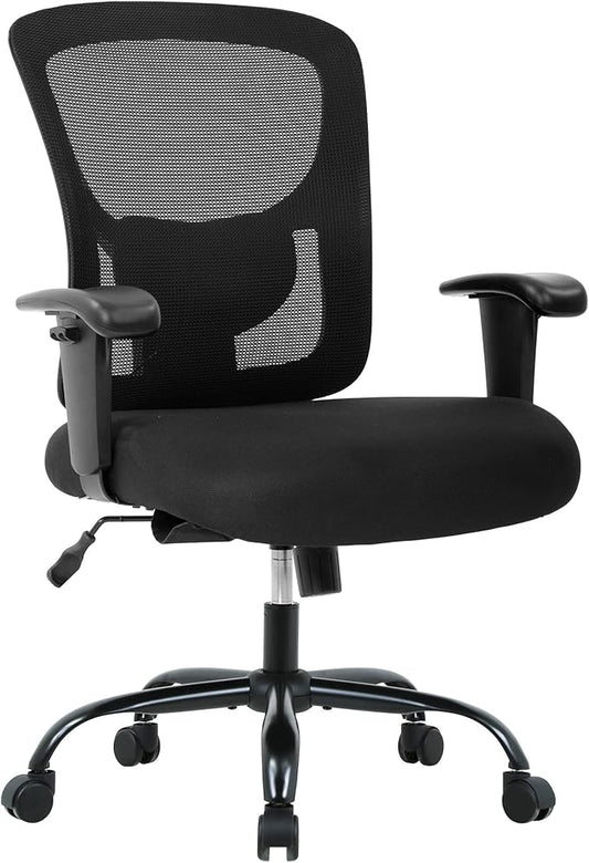 Big and Tall Office Chair 400lbs Wide Seat Desk Chair Computer Chair with Lumbar Support Adjustable Arms Task Rolling Swivel Mesh Executive High Back Ergonomic Chair for Adults Women,Black