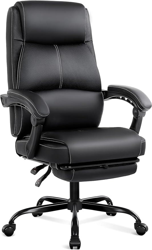 Misolant Big and Tall Office Chair with Footrest, High Back Desk Chair with Linkage Armrest, 90-155° Recline Executive Computer Chairs with Adjustable Height for Home