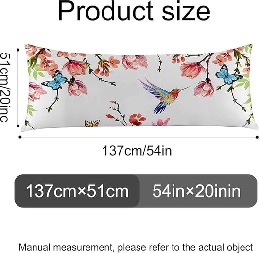 Microfiber Body Pillow Cover with Hidden Zipper,Comfortable Fabric,Floral Print Pattern Body Pillow Case,Lightweight and Breathable,The Size is 20 "X 54"(01-Flower)